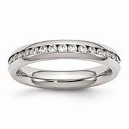 Stainless Steel 4mm April Clear CZ Ring