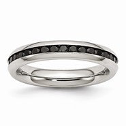 Stainless Steel 4mm Black CZ Ring