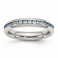 Stainless Steel 4mm December Teal CZ Ring