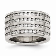 Stainless Steel Multirow 13mm CZ Ring