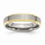 Stainless Steel Beveled Edge 5mm Polished & Brushed Yellow IP-plated Wedding Band