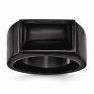 Stainless Steel Black Agate Ring