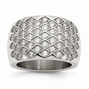 Stainless Steel White CZs Polished, Size 7, Jewelry Ring