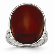 Stainless Steel Red Agate, Size 8, Jewelry Ring