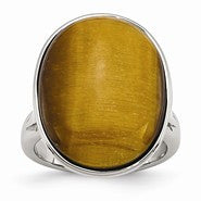 Stainless Steel Tiger's Eye, Size 6, Jewelry Ring