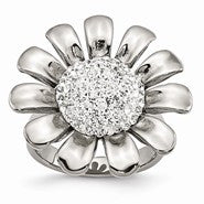 Stainless Steel Clear CZ Flower Ring
