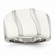 Stainless Steel White Enamel Ring