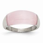 Stainless Steel 8mm Pink Cat's Eye Ring