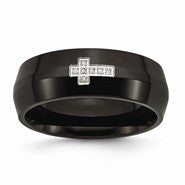 Stainless Steel Black-plated w/Diamond Cross Ring