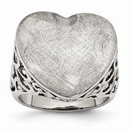 Stainless Steel Matte Heart, Size 7, Jewelry Ring