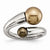 Stainless Steel Champagne & Brown Simulated Pearl Ring