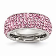 Stainless Steel Pink Crystal 9mm Eternity, Size 7, Jewelry Ring