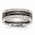 Stainless Steel with Sawtooth Accent & Black Ceramic Center Wedding Band