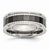 Stainless Steel with Sawtooth Accent/Black Ceramic Center Faceted Wedding Band
