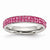 Stainless Steel 4mm Polished Pink Crystal Ring