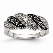Stainless Steel Black and Clear CZ Ring