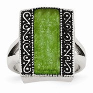 Stainless Steel Dyed Antiqued Rectangular Ring