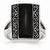 Stainless Steel Black Onyx Antiqued Rectangular Ring
