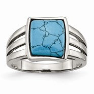 Stainless Steel Imitation Turquoise Ring