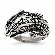 Stainless Steel Antiqued Alligator Ring