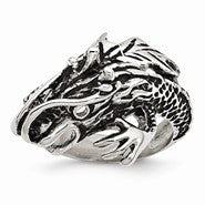 Stainless Steel Antiqued Dragon Ring