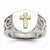 Stainless Steel with 10k Yellow Gold Cross and Diamond Polished Ring