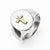 Stainless Steel with 10k Yellow Gold Cross and Diamond Polished Ring