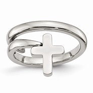 Stainless Steel Twisted Cross Polished Ring