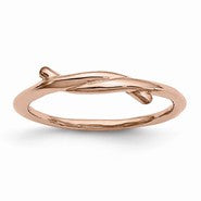 Stainless Steel Polished Pink IP-plated Twisted Ring