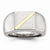 Stainless Steel with 14k Gold Stripe Signet Ring