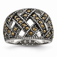 Stainless Steel Textured Marcasite Ring