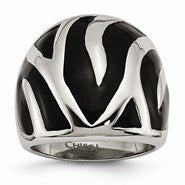 Stainless Steel Polished and Enameled Ring