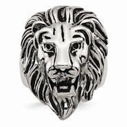 Stainless Steel Polished and Antiqued Lion Ring