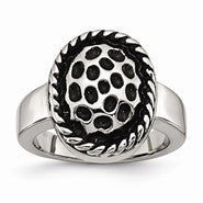 Stainless Steel Polished and Antiqued Ring