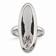 Stainless Steel Polished Grey Glass Ring