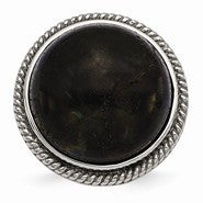 Stainless Steel Polished Labradorite Textured Ring