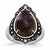 Stainless Steel Polished & Antiqued Amethyst Teardrop Polished Ring