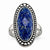 Stainless Steel Polished and Antiqued Blue Lapis Ring