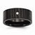 Stainless Steel Polished & Brushed Black IP-plated w/CZ Ring