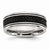 Stainless Steel Polished Grooved/Genuine Stingray Textured 8mm Ring