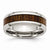 Stainless Steel Polished Brown Wood Inlay Enameled 7.8mm Ring