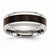 Stainless Steel Polished Black Wood Inlay Enameled 7.8mm Ring