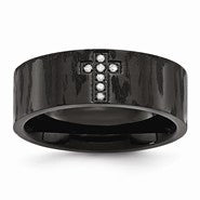 Stainless Steel Polished and Matte Diamond Cross Ring