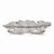 Stainless Steel Polished & Antiqued Leaf Two Finger 7/8 Crystal Ring