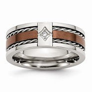 Stainless Steel Chocolate IP-plated w/Diamond 8mm Polished Wedding Band