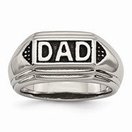 Stainless Steel Black Enamel Polished Dad Wedding Band