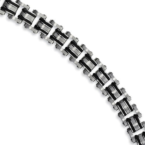 Stainless Steel Black Rubber Bracelet