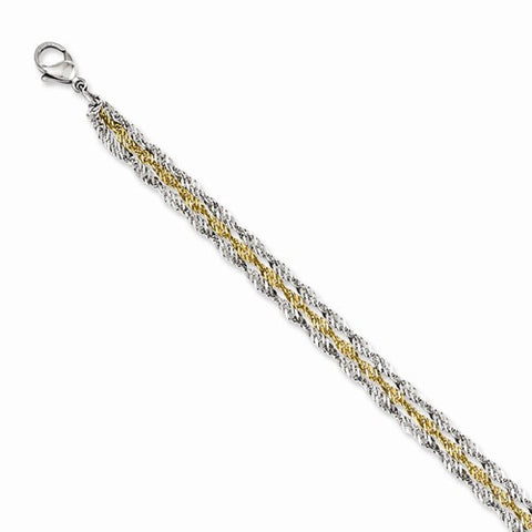 Stainless Steel Polished & Yellow Ip-Plated Multi-Chain Bracelet