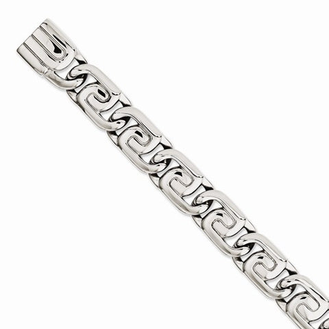Stainless Steel Polished Fancy Scroll Link Bracelet