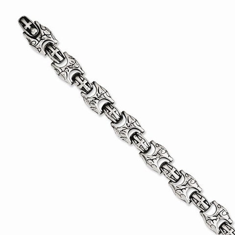 Stainless Steel Antiqued Link Bracelet